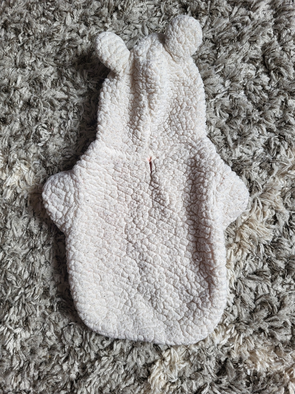 Plush Sherpa Small Pet Hoodie in Cream